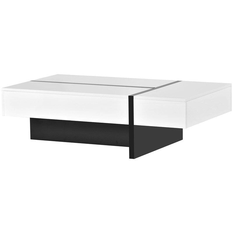 Modern Simple Rectangle Coffee Table Living Room Furniture, High Gloss Surface Cocktail Table, Center Table for Sofa 16