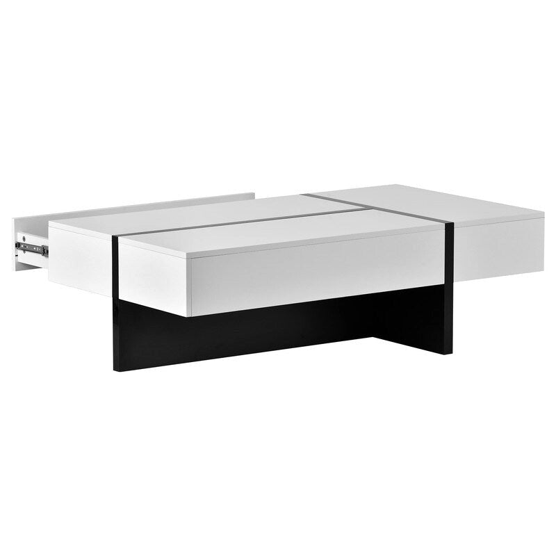 Modern Simple Rectangle Coffee Table Living Room Furniture, High Gloss Surface Cocktail Table, Center Table for Sofa 17