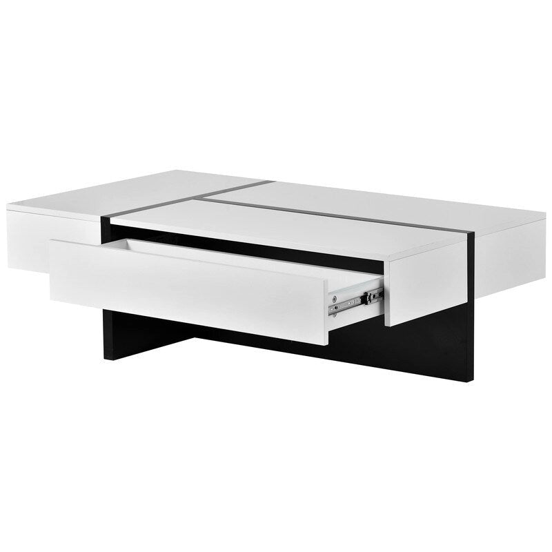 Modern Simple Rectangle Coffee Table Living Room Furniture, High Gloss Surface Cocktail Table, Center Table for Sofa 18