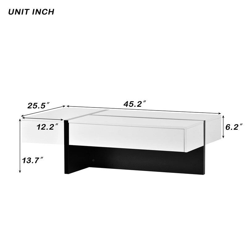 Modern Simple Rectangle Coffee Table Living Room Furniture, High Gloss Surface Cocktail Table, Center Table for Sofa 23