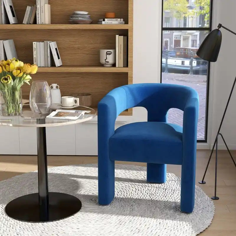 SEYNAR Modern Glam Velvet Upholstered Dining Chair, Open-Back Accent Chair 34