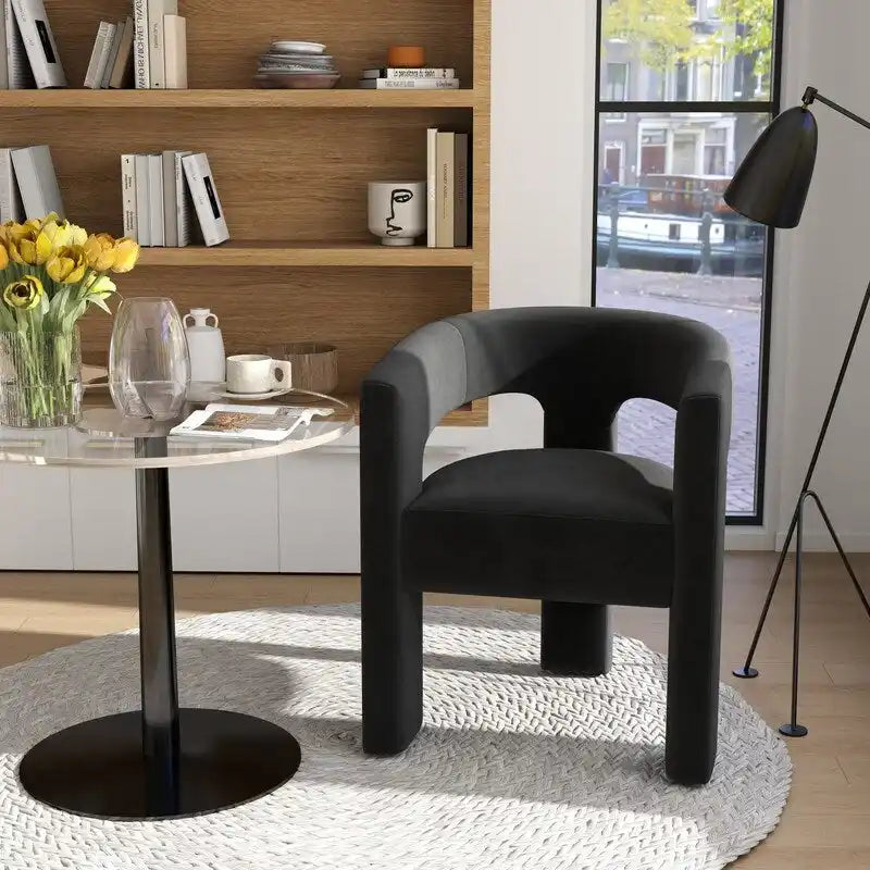 SEYNAR Modern Glam Velvet Upholstered Dining Chair, Open-Back Accent Chair 14