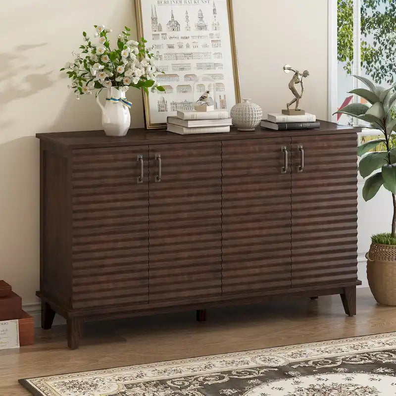 Sideboard with 4 Door Large Storage Buffet with Adjustable Shelves 32