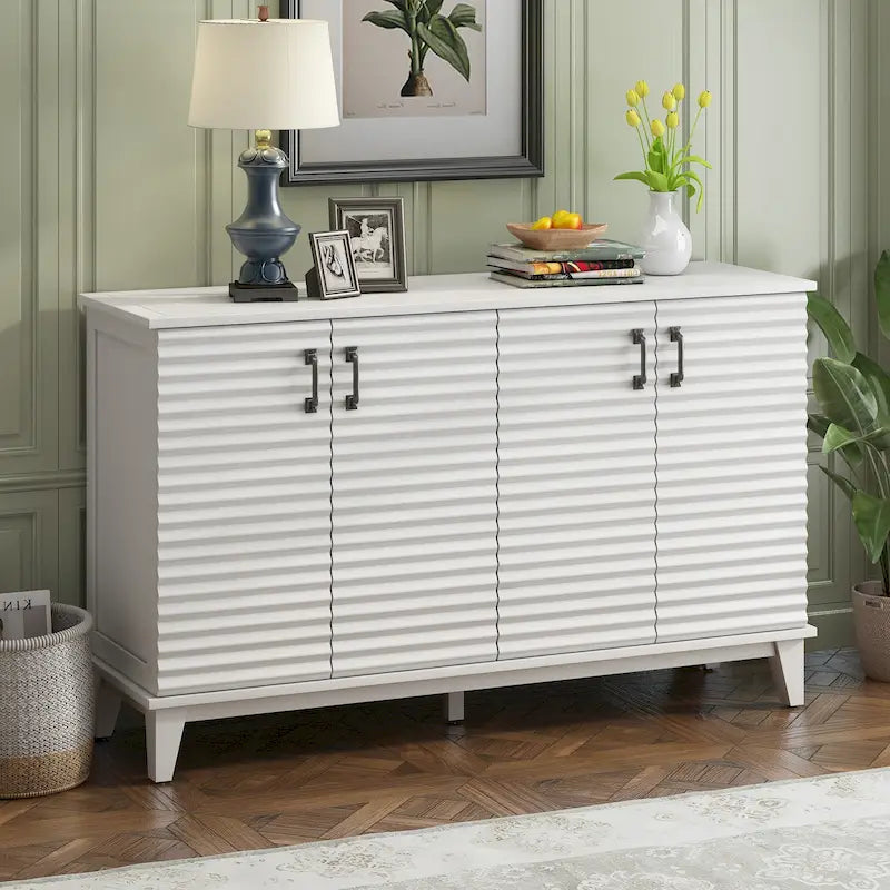 Sideboard with 4 Door Large Storage Buffet with Adjustable Shelves 34