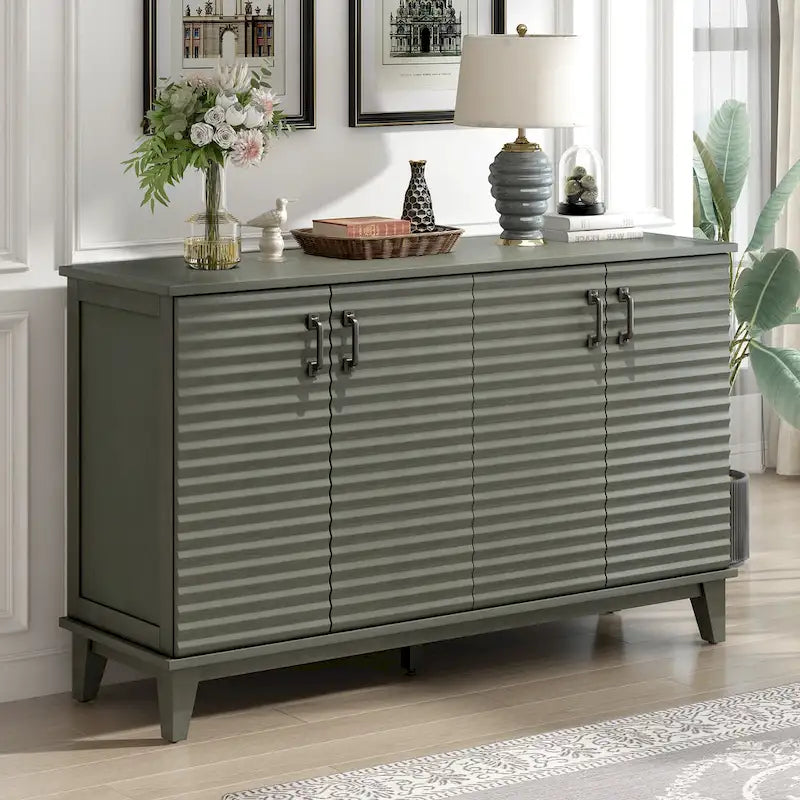 Sideboard with 4 Door Large Storage Buffet with Adjustable Shelves 4