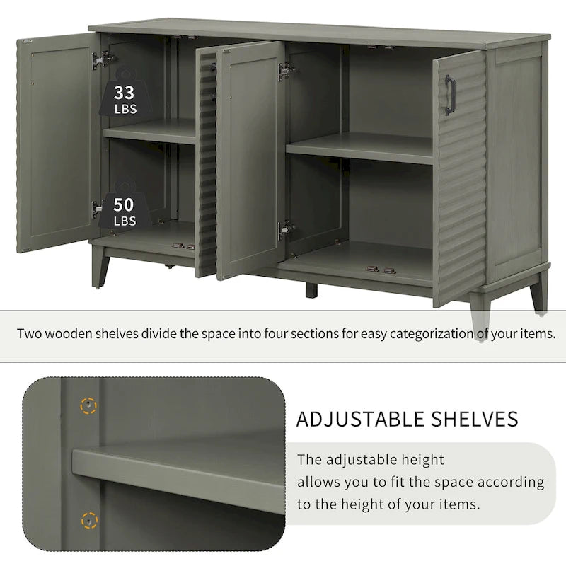 Sideboard with 4 Door Large Storage Buffet with Adjustable Shelves 9