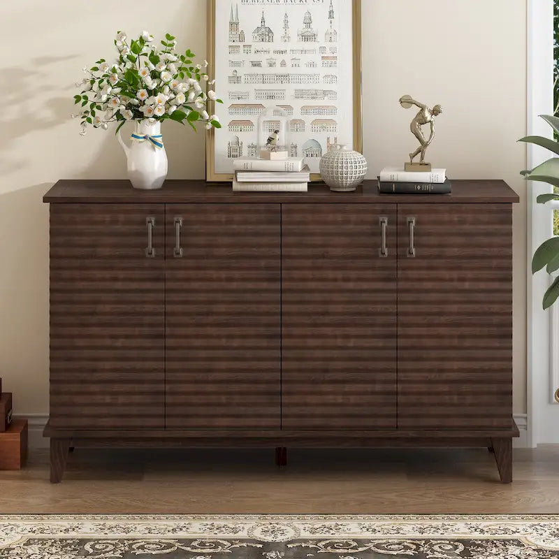 Sideboard with 4 Door Large Storage Buffet with Adjustable Shelves 12