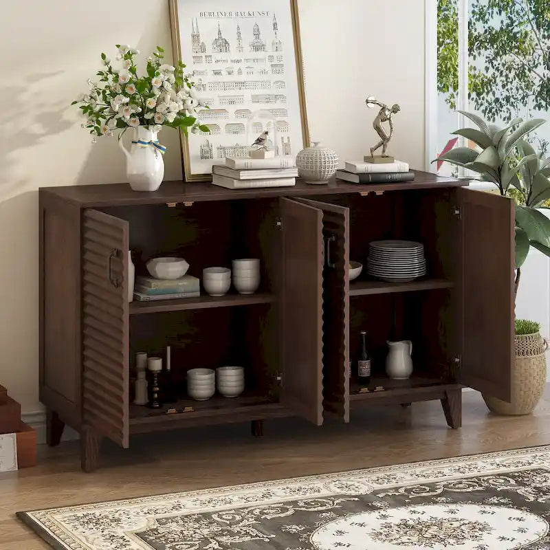 Sideboard with 4 Door Large Storage Buffet with Adjustable Shelves 13