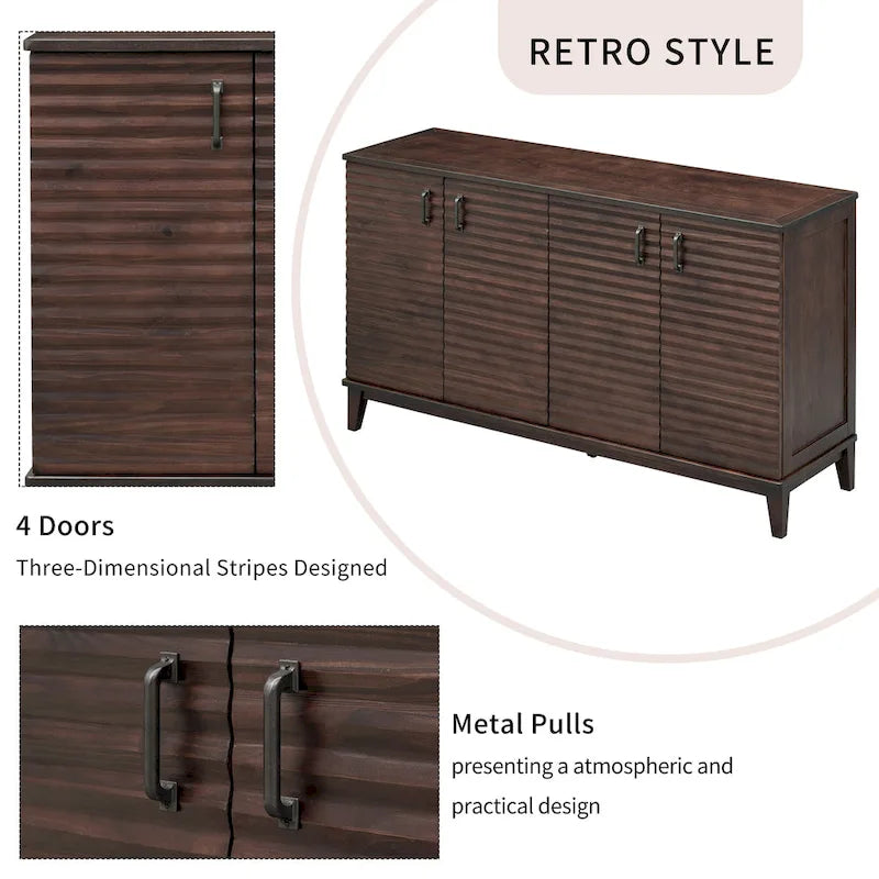 Sideboard with 4 Door Large Storage Buffet with Adjustable Shelves 15