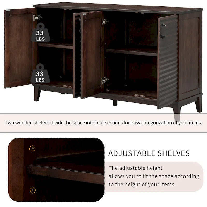 Sideboard with 4 Door Large Storage Buffet with Adjustable Shelves 16