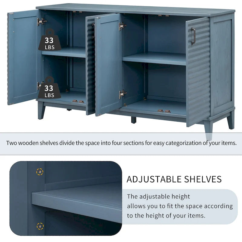 Sideboard with 4 Door Large Storage Buffet with Adjustable Shelves 23