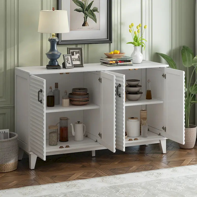 Sideboard with 4 Door Large Storage Buffet with Adjustable Shelves 27