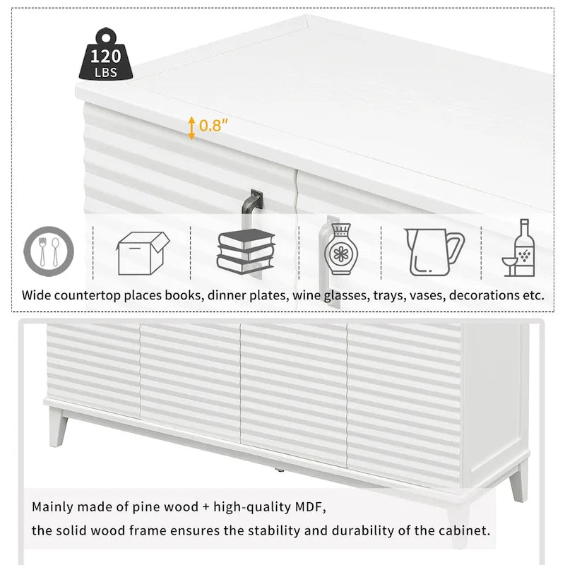 Sideboard with 4 Door Large Storage Buffet with Adjustable Shelves 31
