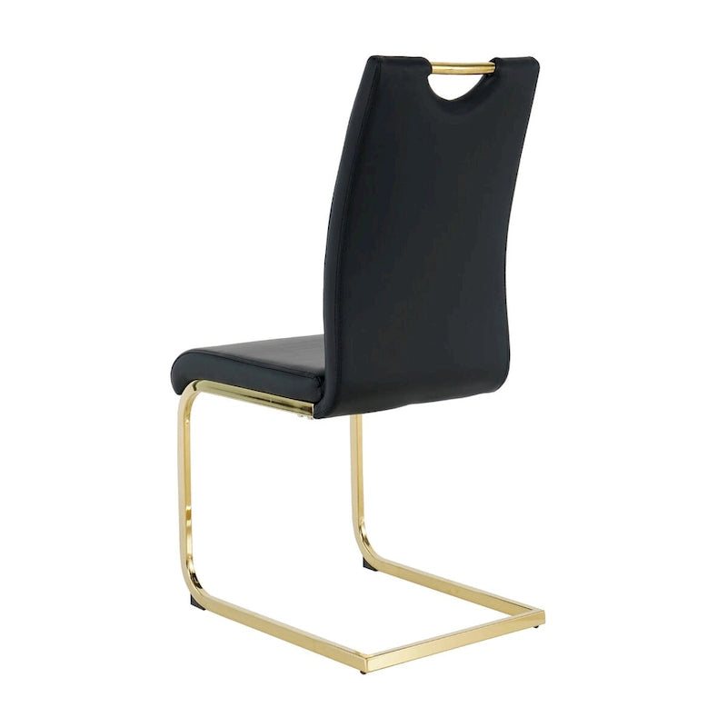 Set of 4 Modern Faux Leather Padded Seat Dining Chairs with gold Metal Legs 18