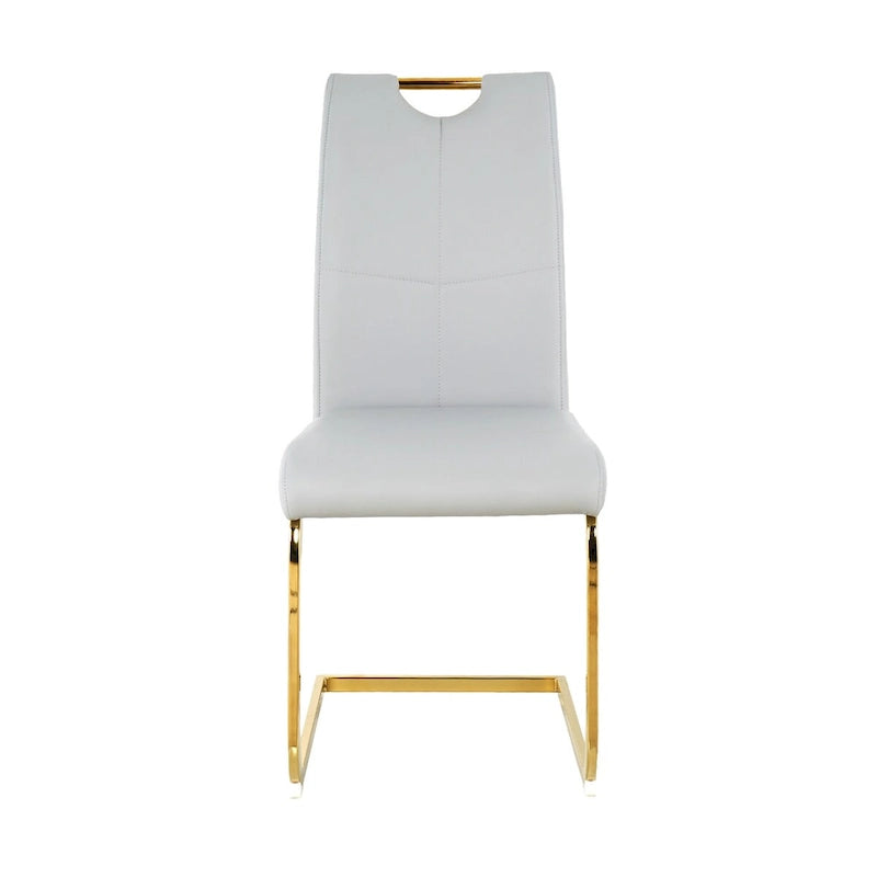 Set of 4 Modern Faux Leather Padded Seat Dining Chairs with gold Metal Legs 24