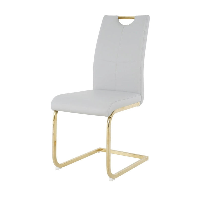 Set of 4 Modern Faux Leather Padded Seat Dining Chairs with gold Metal Legs 26