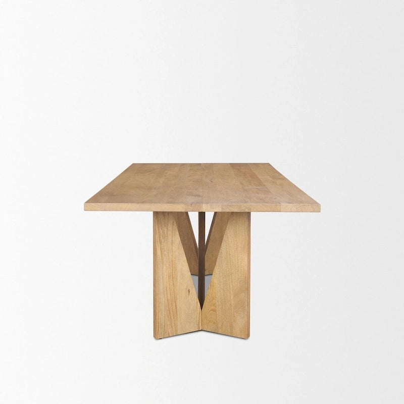 Tarro 84 Rectangular Light Brown Wood w/ Geometrical Base Dining Table - 84.0L x 42.0W x 30.0H 3