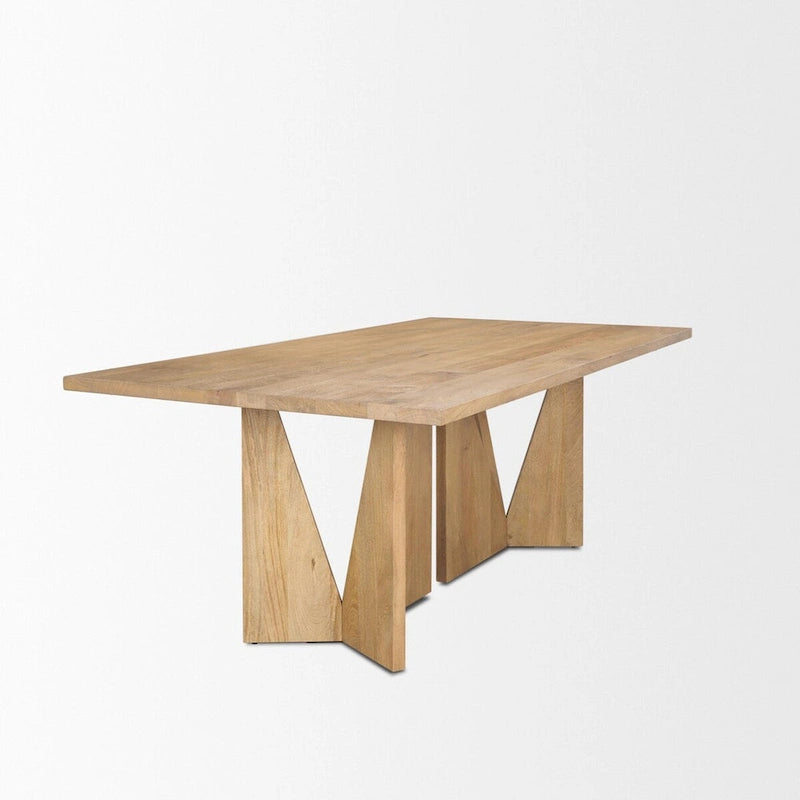 Tarro 84 Rectangular Light Brown Wood w/ Geometrical Base Dining Table - 84.0L x 42.0W x 30.0H 4