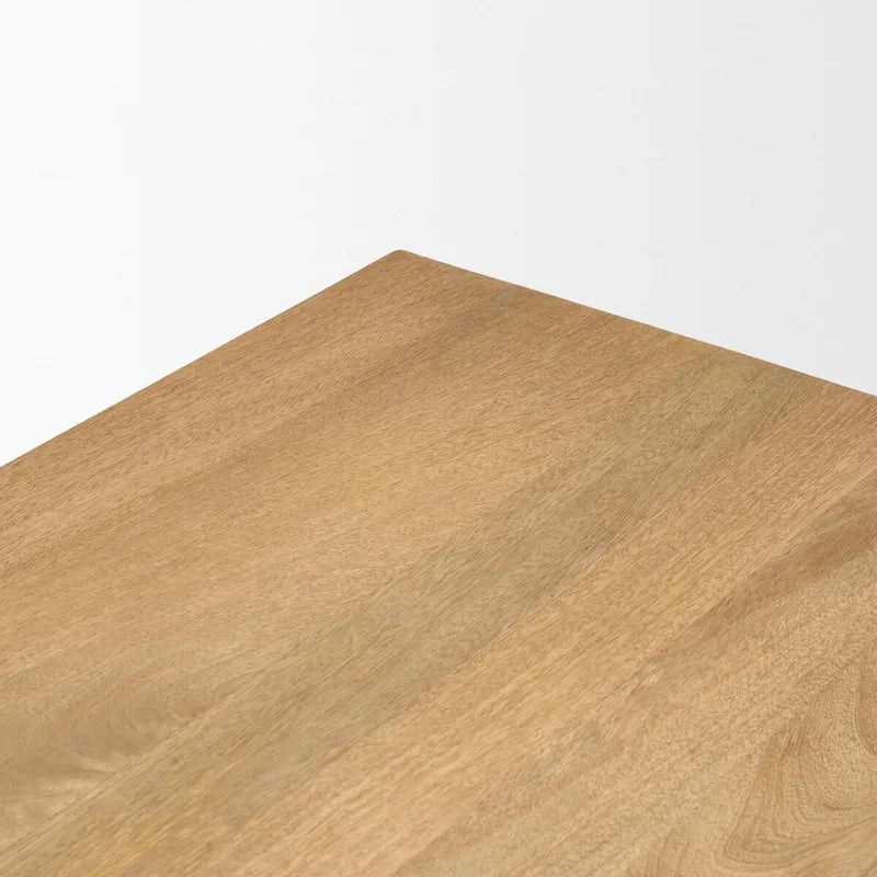 Tarro 84 Rectangular Light Brown Wood w/ Geometrical Base Dining Table - 84.0L x 42.0W x 30.0H 5