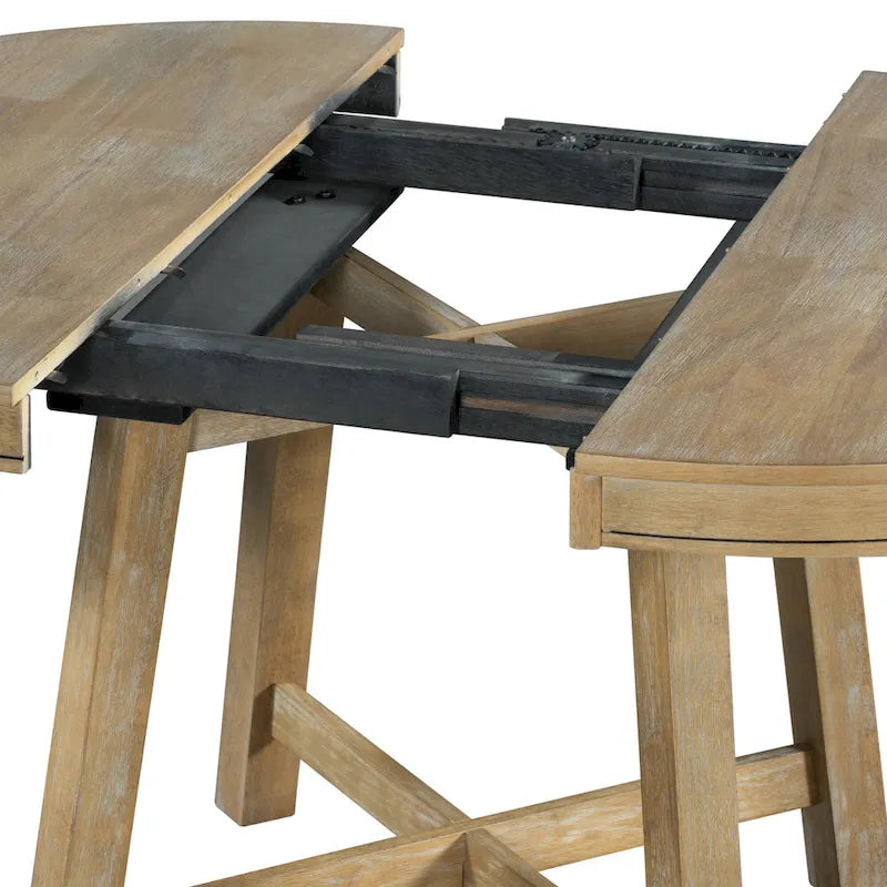 Set da pranzo da 5 pezzi con tavolo da pranzo rotondo allungabile e sedie 7