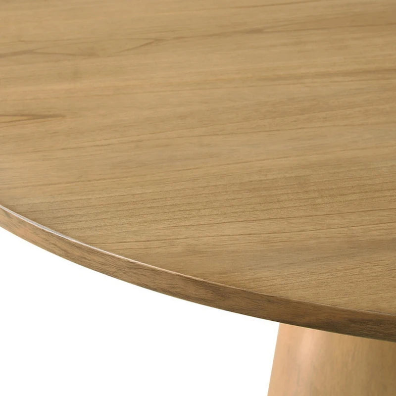 Yuvi 59 Inch Dining Table, Round Tabletop and Pedestal Base, Brown Finish 3