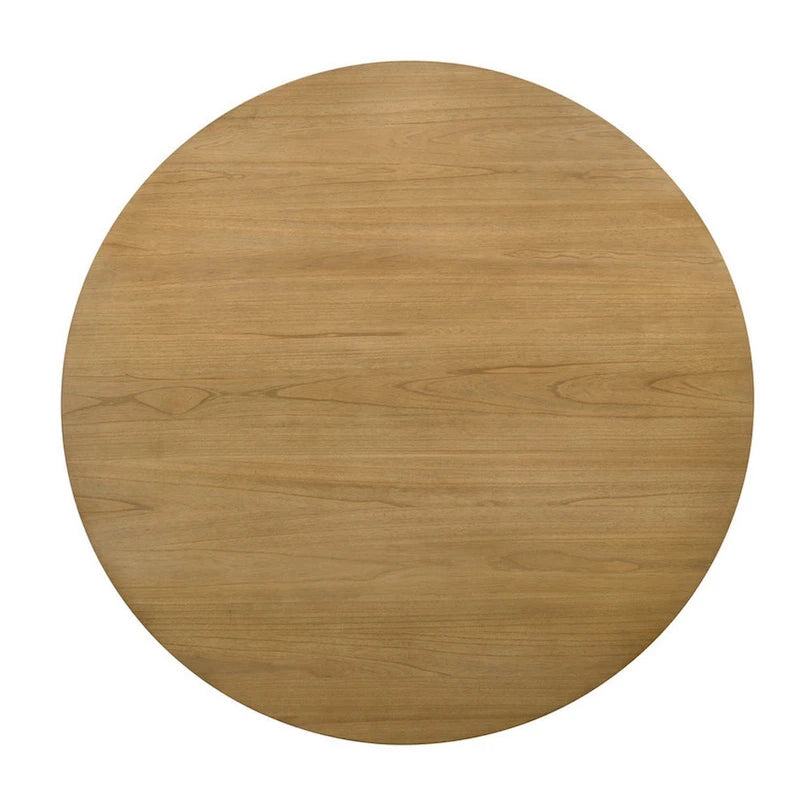 Yuvi 59 Inch Dining Table, Round Tabletop and Pedestal Base, Brown Finish 4