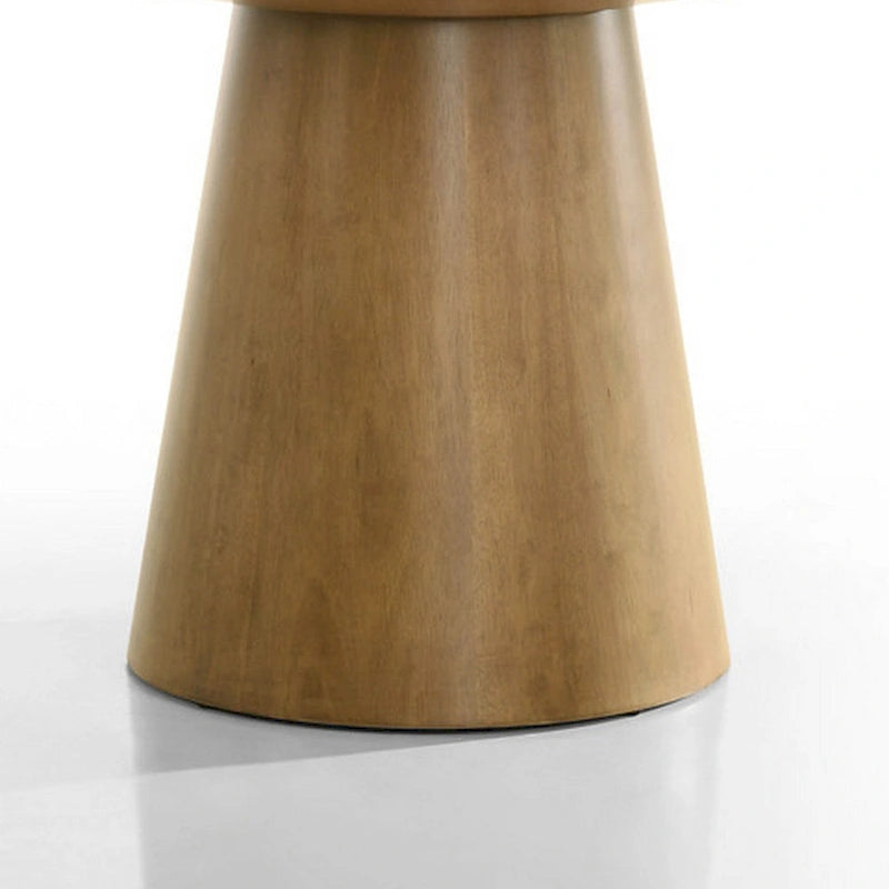 Yuvi 59 Inch Dining Table, Round Tabletop and Pedestal Base, Brown Finish 5