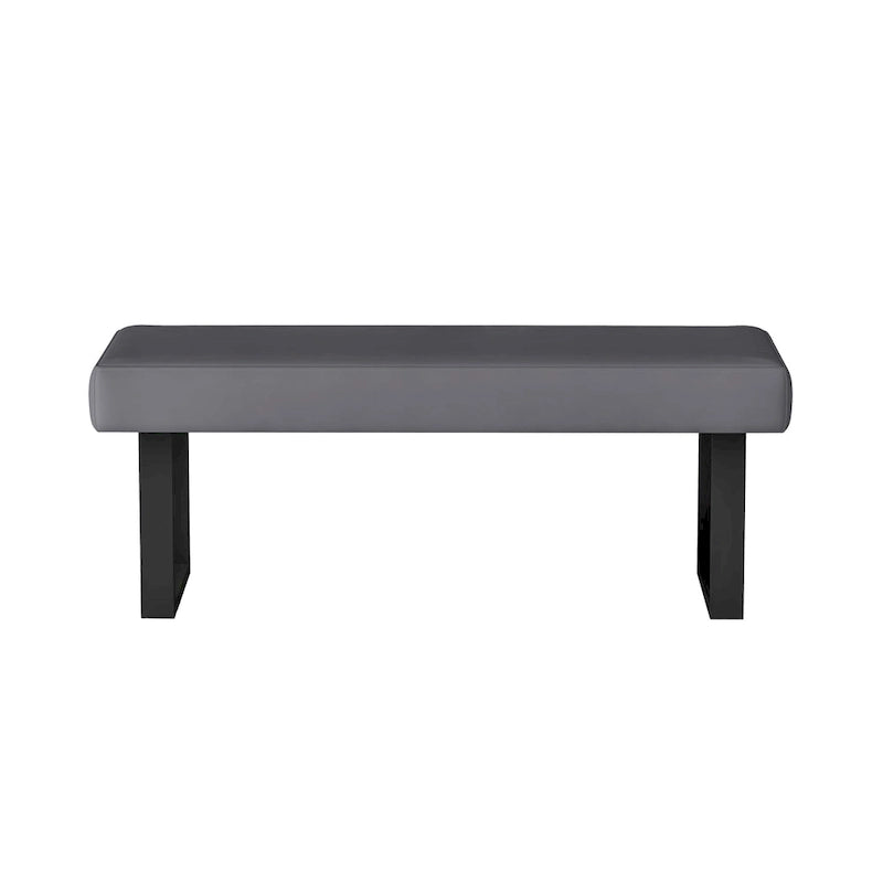 Somette Lillian Gray Upholstered Bench with Steel Legs