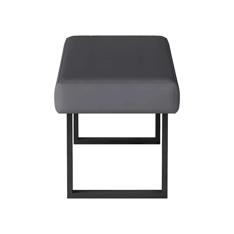 Somette Lillian Gray Upholstered Bench with Steel Legs 3