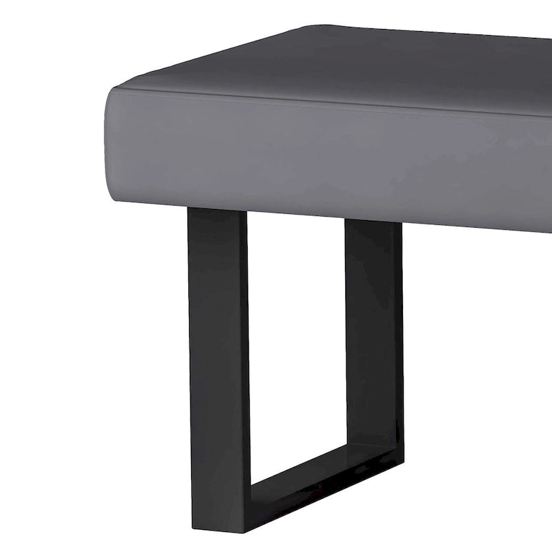Somette Lillian Gray Upholstered Bench with Steel Legs 5