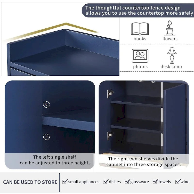 47.2 Modern Cabinet with Spacious Table and 4 Doors Sideboard/Buffet 14