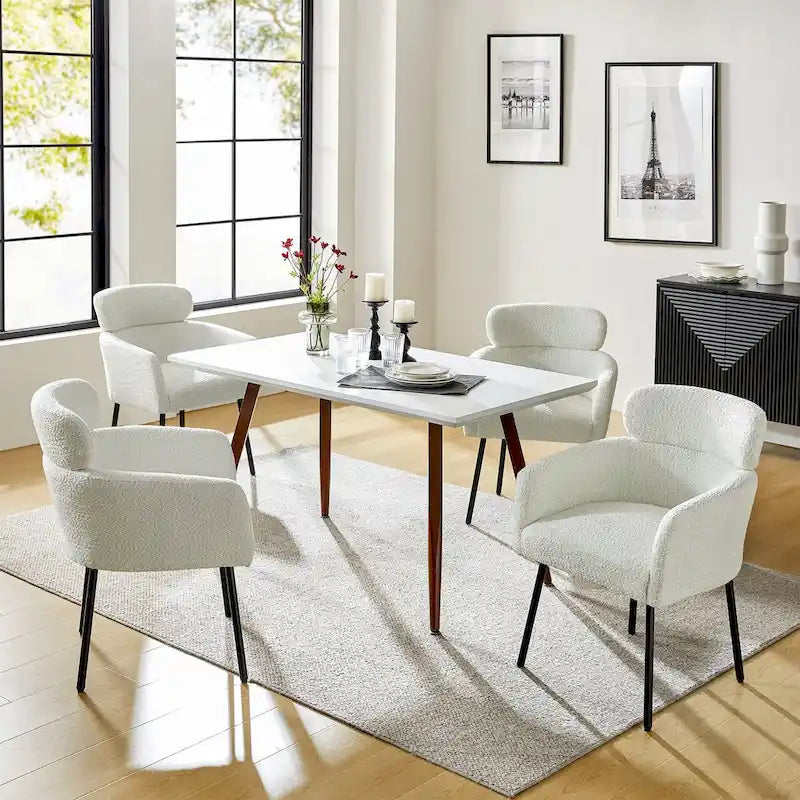 Amos Modern Boucle Dining Chair with Adjustment Feet Set of 4 by HULALA HOME 25