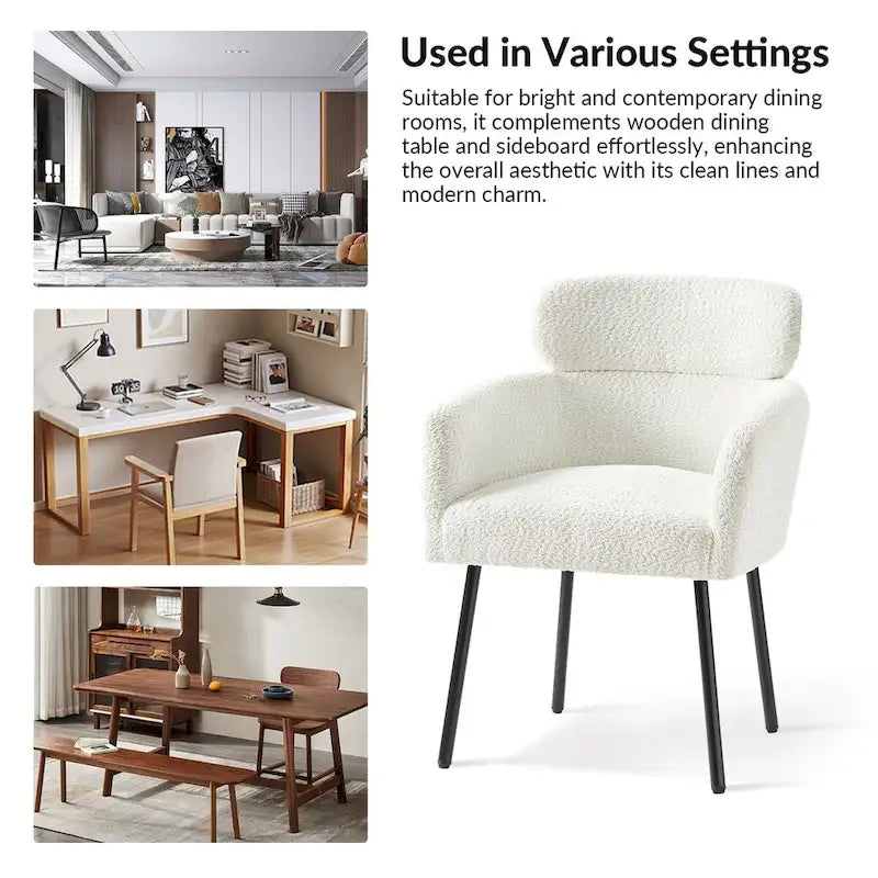 Amos Modern Boucle Dining Chair with Adjustment Feet Set of 4 by HULALA HOME 3