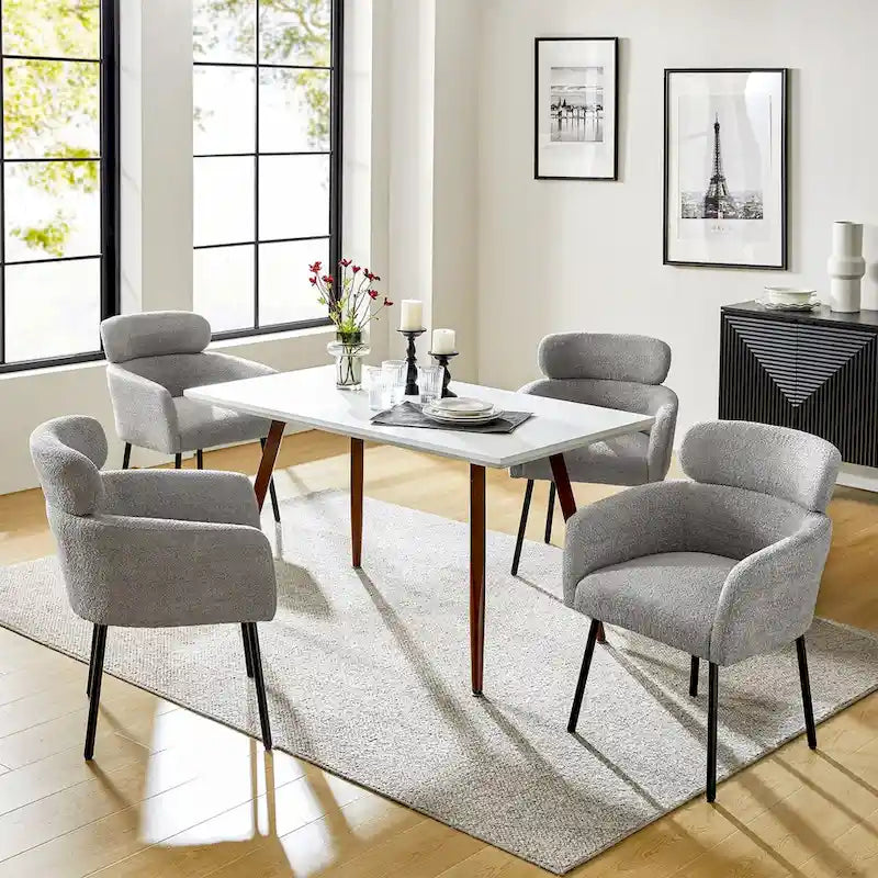 Amos Modern Boucle Dining Chair with Adjustment Feet Set of 4 by HULALA HOME 4