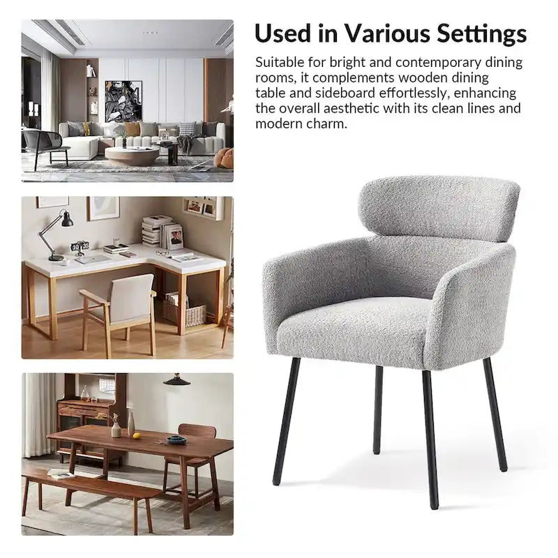 Amos Modern Boucle Dining Chair with Adjustment Feet Set of 4 by HULALA HOME 6