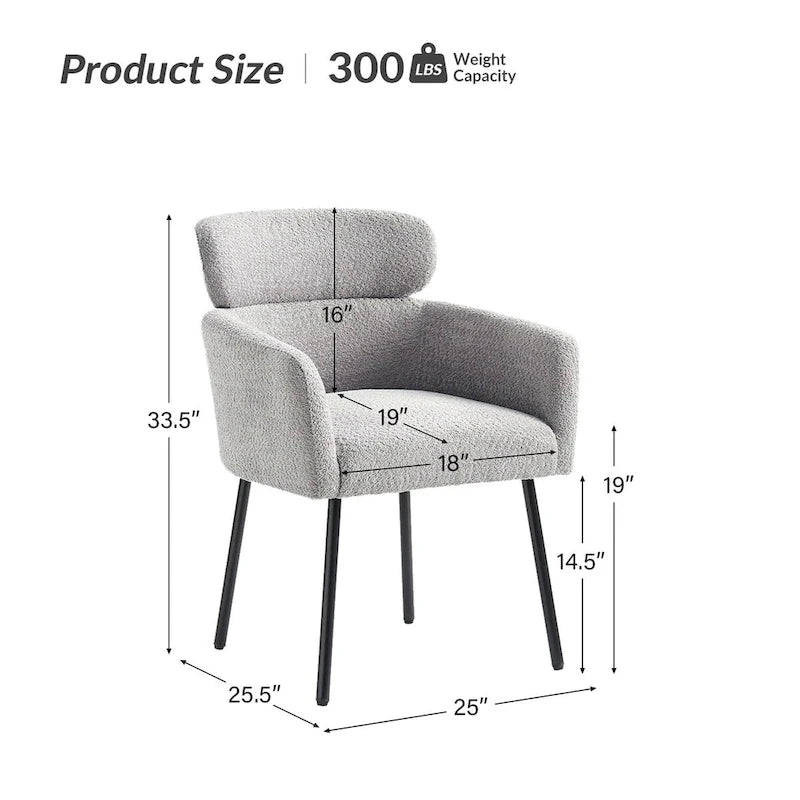Amos Modern Boucle Dining Chair with Adjustment Feet Set of 4 by HULALA HOME 9