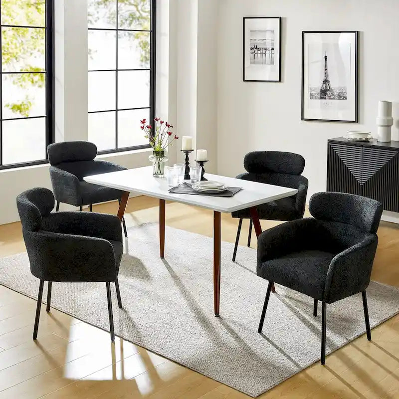 Amos Modern Boucle Dining Chair with Adjustment Feet Set of 4 by HULALA HOME 10
