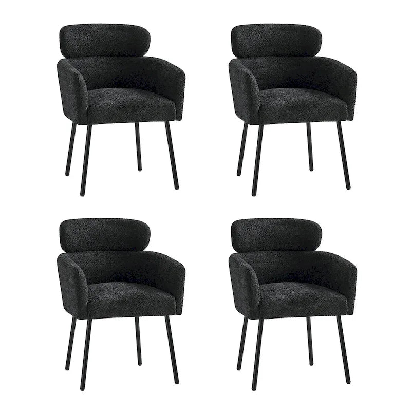 Amos Modern Boucle Dining Chair with Adjustment Feet Set of 4 by HULALA HOME 11