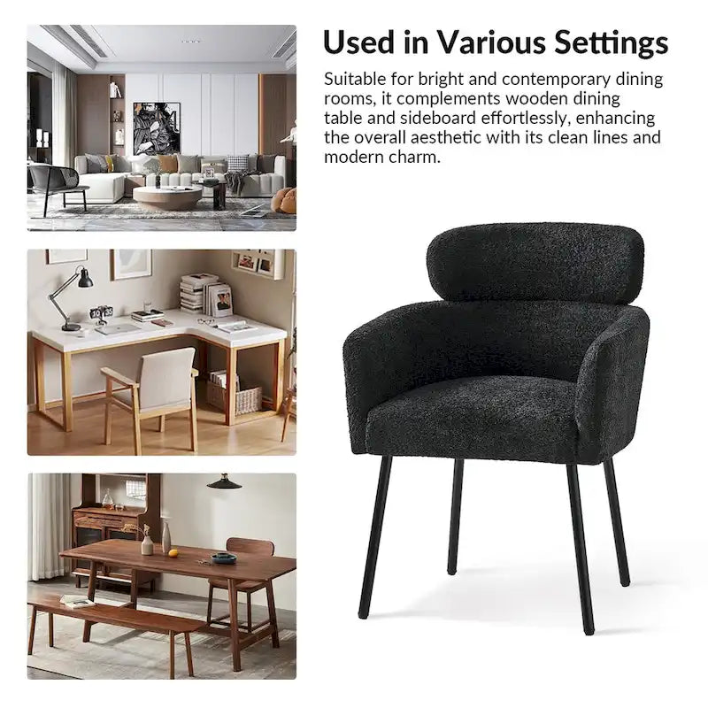 Amos Modern Boucle Dining Chair with Adjustment Feet Set of 4 by HULALA HOME 12