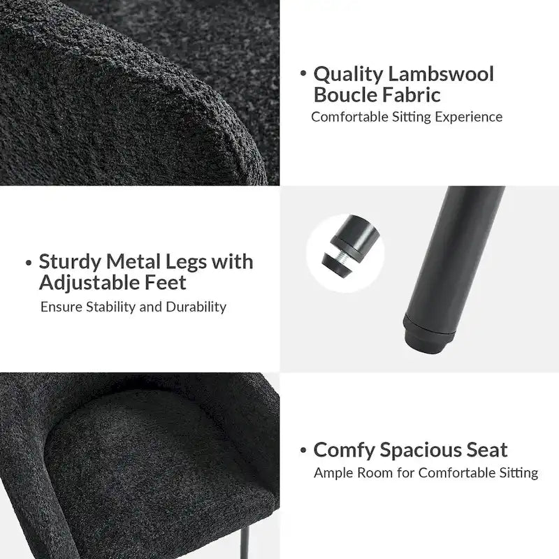 Amos Modern Boucle Dining Chair with Adjustment Feet Set of 4 by HULALA HOME 13