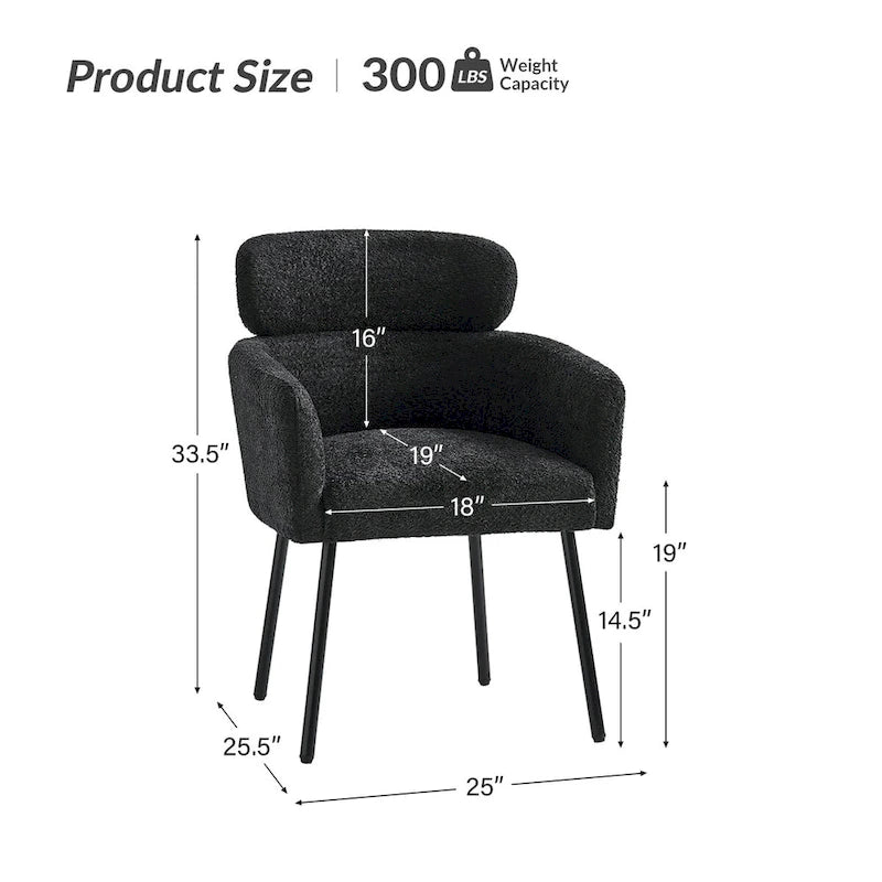 Amos Modern Boucle Dining Chair with Adjustment Feet Set of 4 by HULALA HOME 15