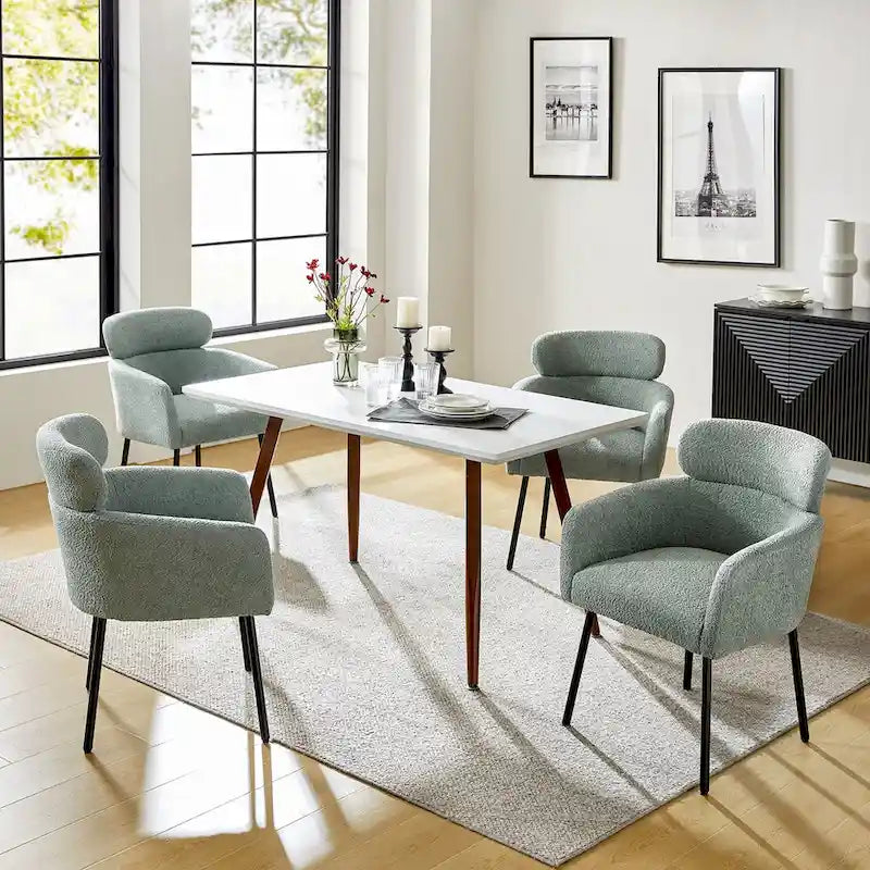 Amos Modern Boucle Dining Chair with Adjustment Feet Set of 4 by HULALA HOME 16