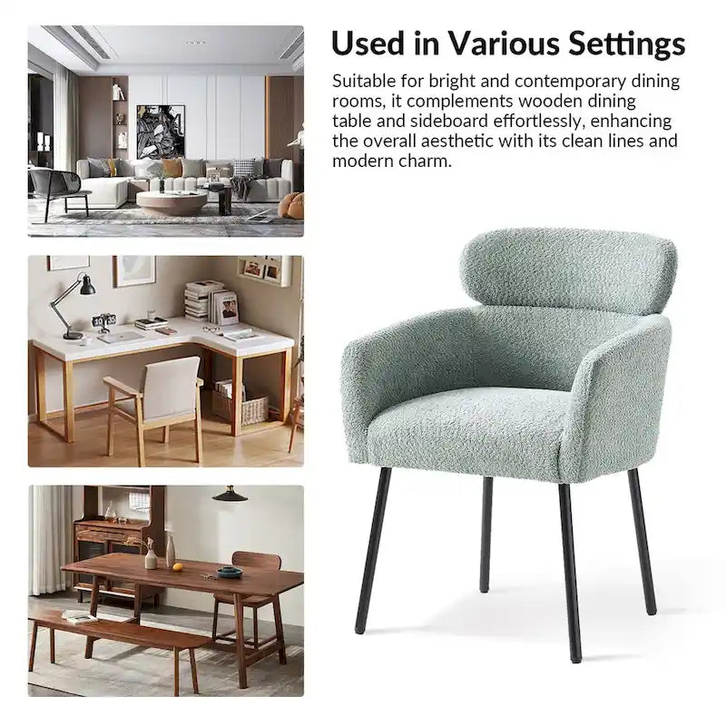 Amos Modern Boucle Dining Chair with Adjustment Feet Set of 4 by HULALA HOME 18