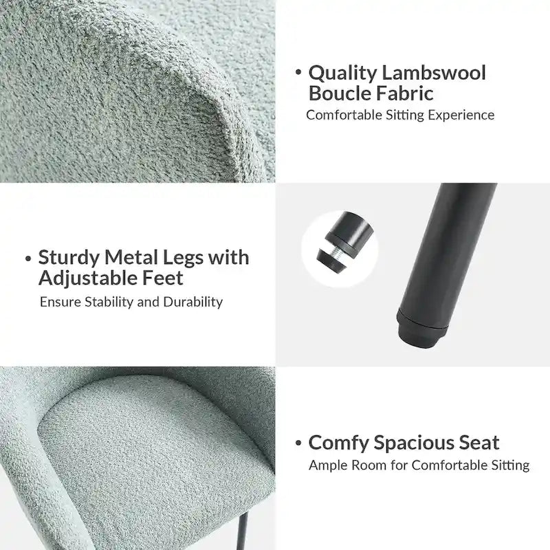 Amos Modern Boucle Dining Chair with Adjustment Feet Set of 4 by HULALA HOME 19