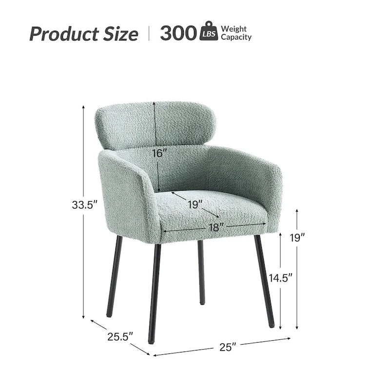 Amos Modern Boucle Dining Chair with Adjustment Feet Set of 4 by HULALA HOME 21