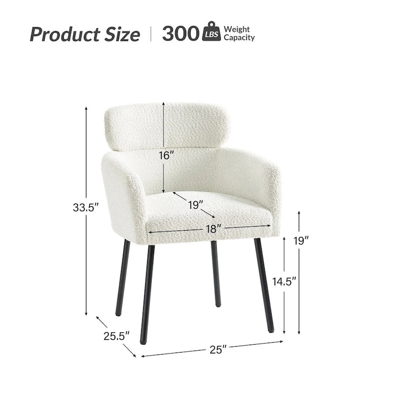 Amos Modern Boucle Dining Chair with Adjustment Feet Set of 4 by HULALA HOME 24