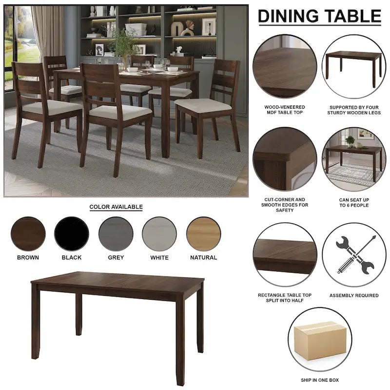 Set da pranzo in legno CraftPorch Classic da 5 pezzi 19