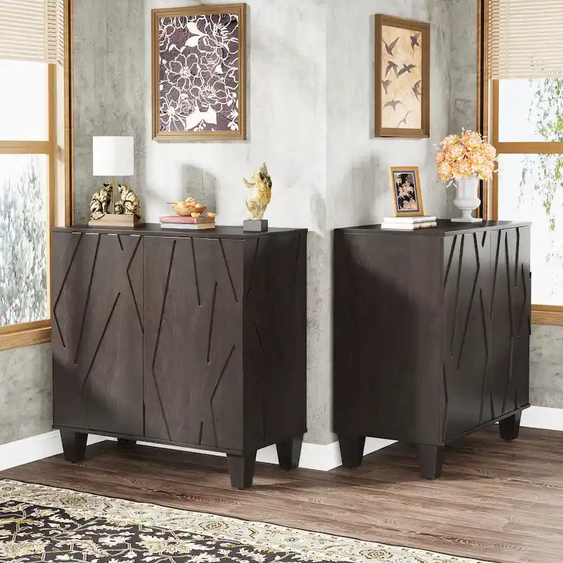 Credenza da 55 pollici, mobile buffet in legno con ripiano regolabile 4
