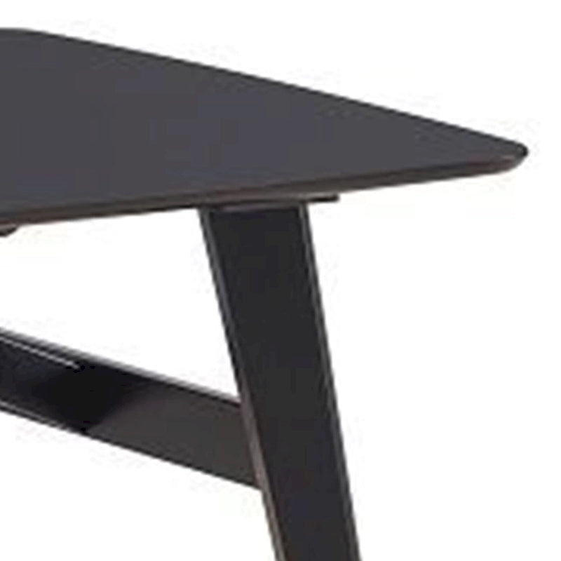 Iora 71 Inch Dining Table, Industrial Style, Rounded Corners, Black Wood 3