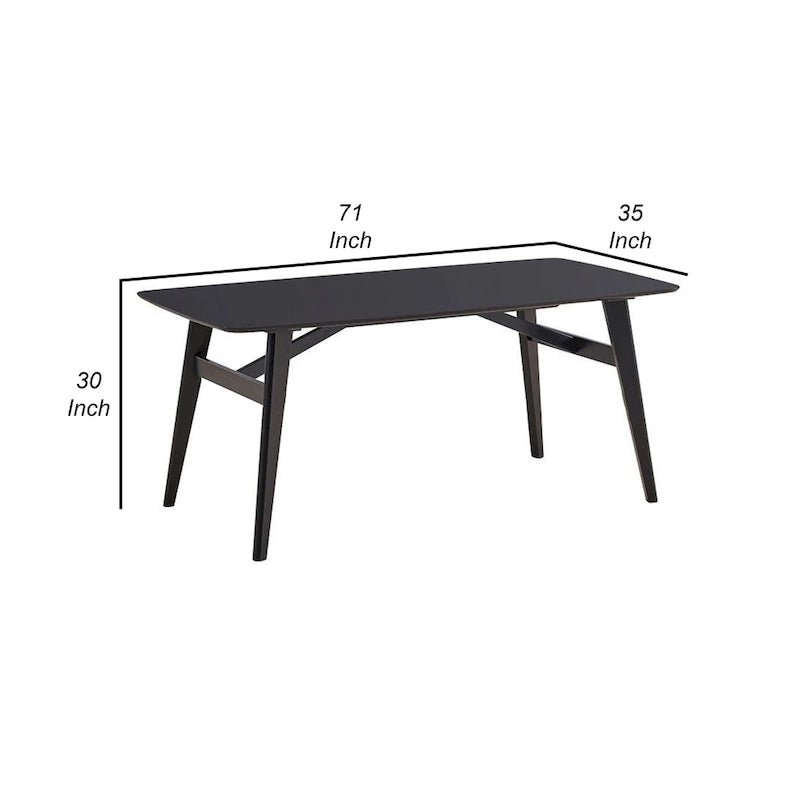 Iora 71 Inch Dining Table, Industrial Style, Rounded Corners, Black Wood 6